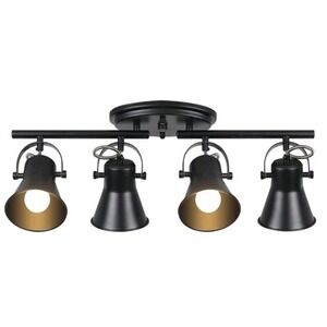 4-Light Track Lighting Kit,Black Semi Flush Mount Ceiling Light with 4 Rotata...